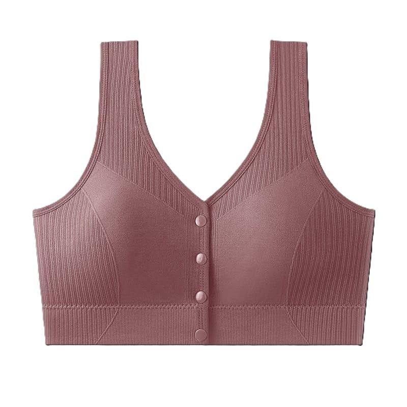skivya Women's Front Open Button Sports Bra, Wireless, Padded, Soft Stretch Fabric, Yoga Bra (in, Cup Band, 34, Regular, 1, MUSTED Pink)-picture-13