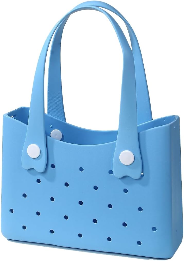 Rubber Beach Bag Lightweight Travel Tote Bags Sandproof Open Handbag Washable Handbags for Sports Pool