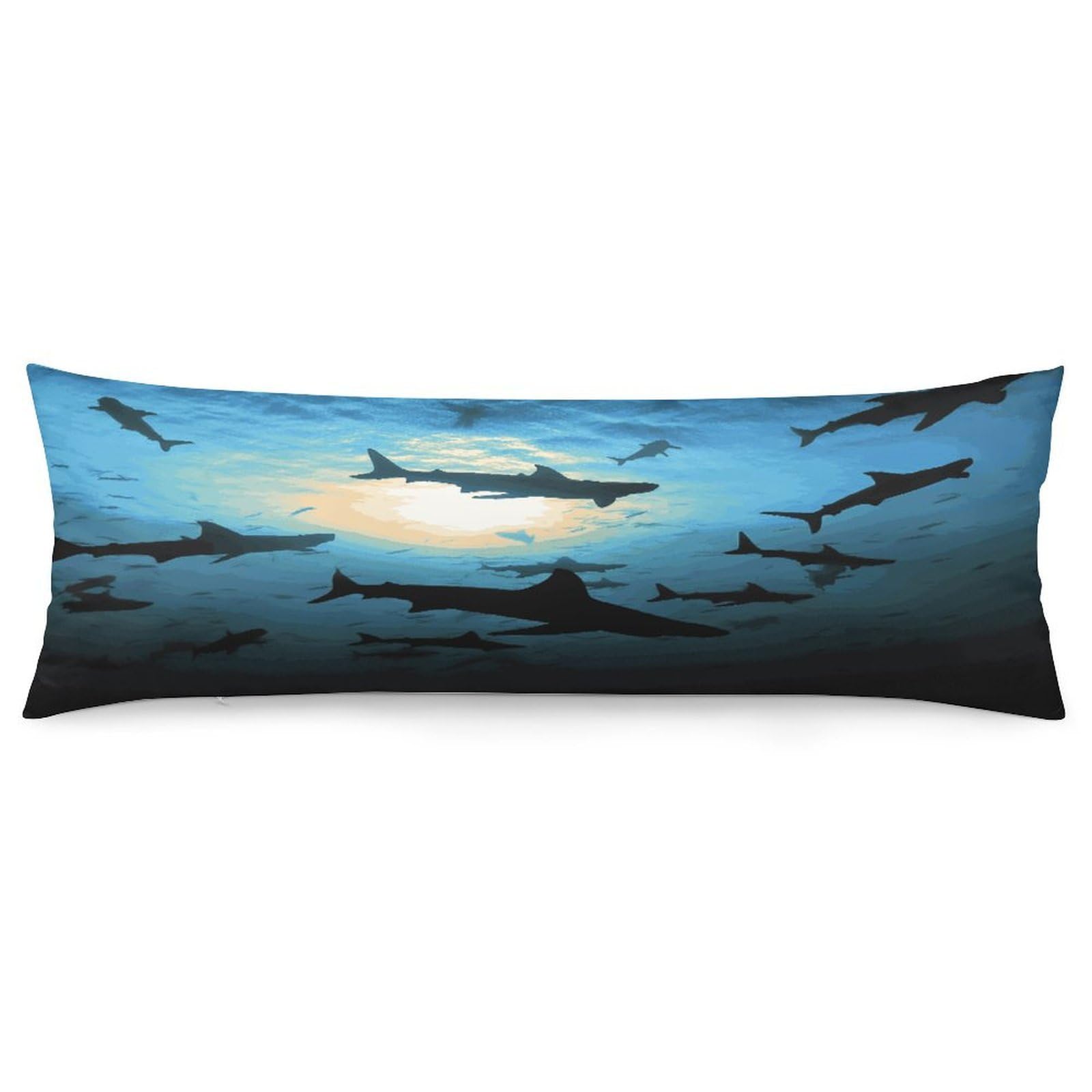Hammerhead Sharks Pillowcase Long Body Pillow Cover Soft Decorative Body Pillow Case Breathable Large Pillowcase Cute Cozy Pillow Protector for Bed Sofa Couch Room 18.9 X 53 Inch