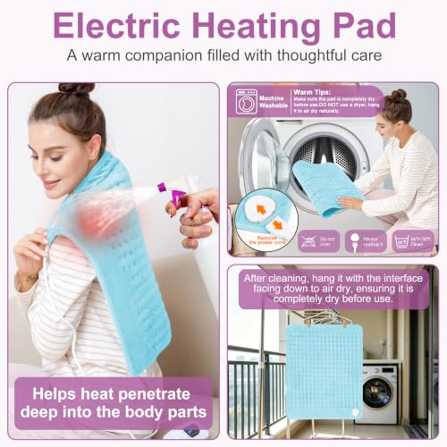 Image of Heating Pad,Electric Heating Pads,Heating Pad for Back,LightBlue,24x20 Inch