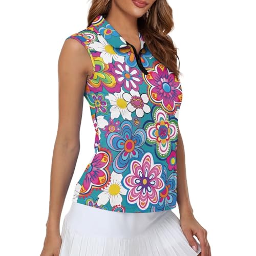 Haut de golf femme sans manches débardeur athlétique fleurs M