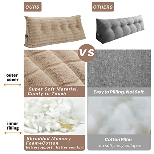 Triangular Headboard Pillow Day Bed Back Wedge Pillow, Large Bolster Reading Back Rest Pillow With Shredded Foam Insert, Daybed Backrest Positioning Support Cushion Triangle Bedrest Pillow King #TOP1