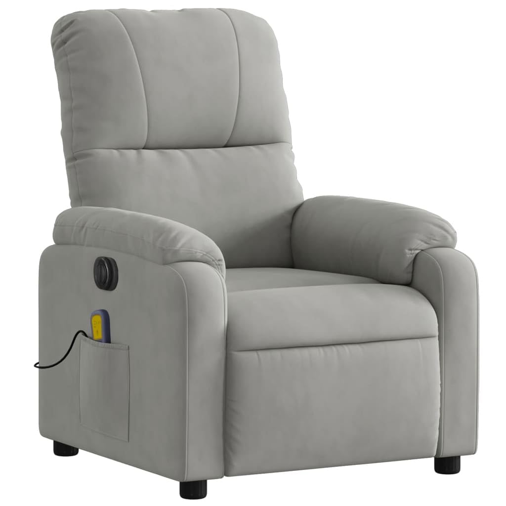 Homgoday Poltrona Massaggiante,Poltrona Reclinante Massaggi Elettrica Grigio Chiaro Microfibra,Poltrona Massaggiante Poltrona Reclinabile Relax,Sedia da Massaggio Poltrona Relax Tutto Il Corpo