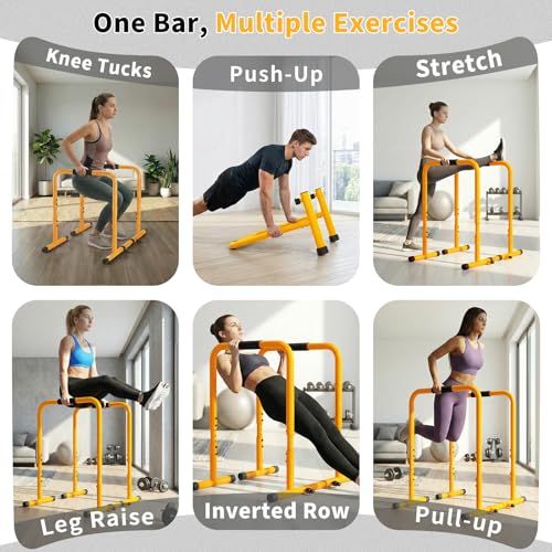 Image of NEWBULIG Dip Bar Station, Adjustable Parallel Parallettes Bar with Soft High-Density Foam Handles, Heavy Duty Dip Stands Workout Equipment for Home, Gym, Patio, Office