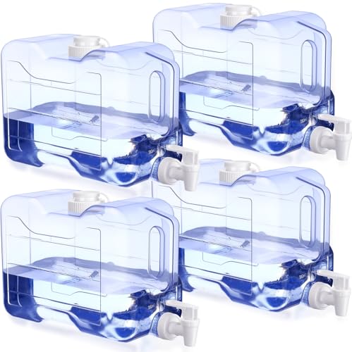 Image of Funnymoom 4 Pcs Drink Water Dispenser for Fridge 2 Gallon Beverage Dispenser with Spigot Plastic Reusable Refrigerator Water Dispensers Waters Jug Container for Party Outdoors Camping Hiking Home
