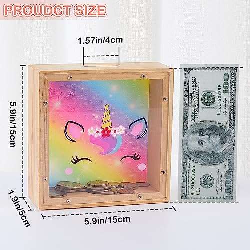 Image of MHJY Wooden Piggy Bank for Kids Personalizable DIY Coin Bank for Girls Boys