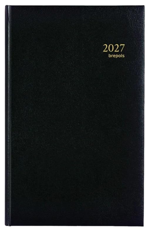 BREPOLS - 1 Agenda de Comptoire Banquier Large "Jupiter" - Couverture Rigide Noir - Format 17 x 27 cm - Janvier 2027 à Décembre 2027-1 Volume