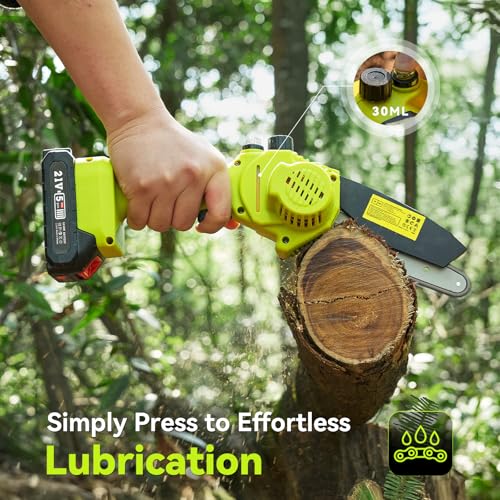 Image of Supstable 6-Inch Cordless Mini Chainsaw - 2000mAh Battery Handheld Electric Chainsaw with Auto Oiler, Lightweight Design for Tree Trimming, Wood Cutting, Camping & DIY