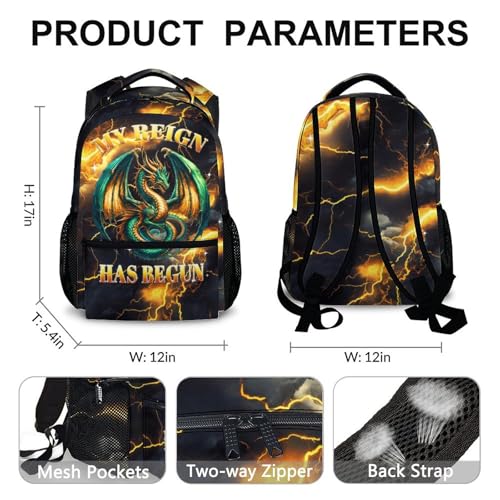 Dragon Backpack for Boys, Kids Backpack for School Travel, Back to School Supplies, 17 Inches Cool Large Capacity Durable Bookbag for Kindergarten Primary Middle Senior3
