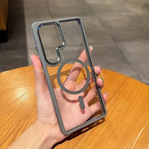 Coque de protection magnétique transparente pour Samsung S24 Ultra gris Solid Armor