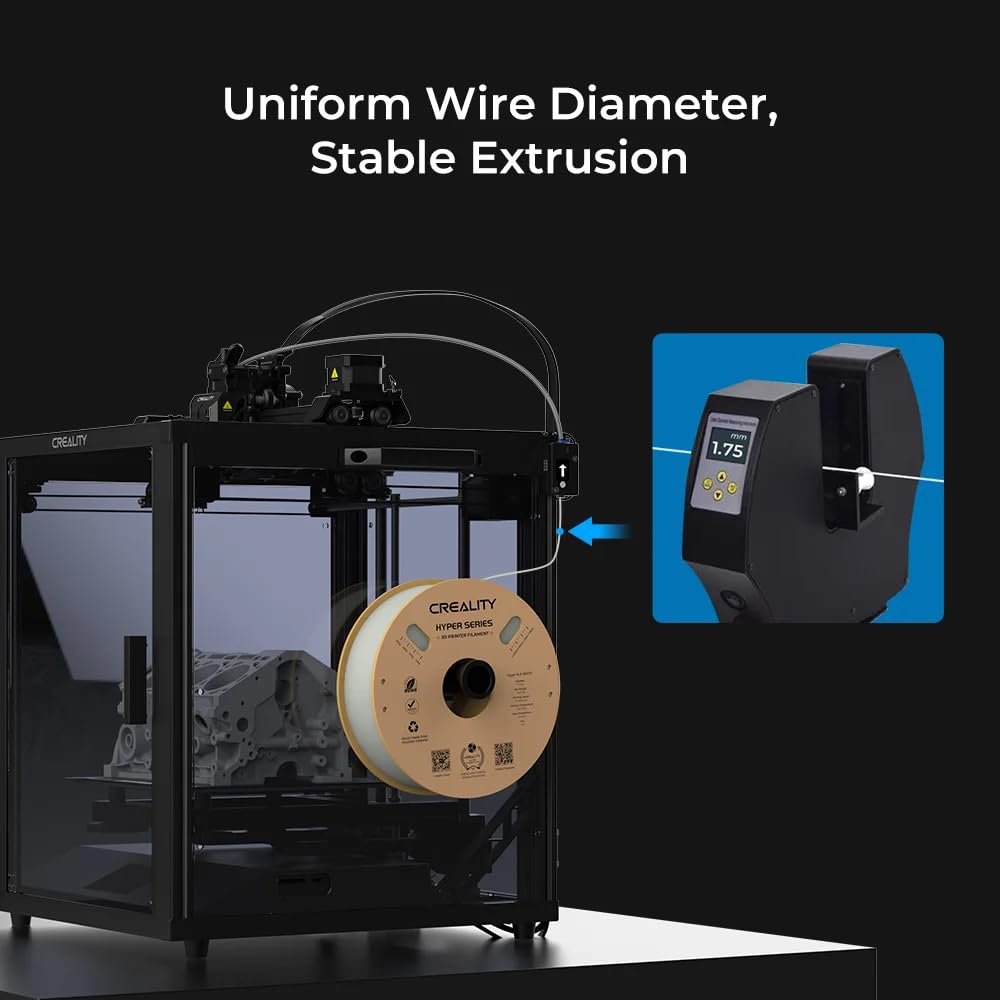 Creality Filamento Stampante 3D Hyper PLA 1,75 mm, 1kg (2,2 libbre), Progettato per la Stampa ad Alta Velocità, Precisione Dimensionale +/-0,03 mm, Maggior Parte delle Stampanti 3D e Penne (Grigio).