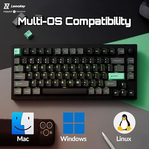 Image of LEMOKEY P1 HE 75% Wireless Custom Mechanical Gaming Keyboard with Gateron Double-Rail Magnetic Switches Full Assembled Knob Version - Black