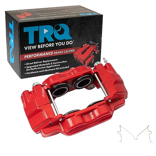 Image of TRQ Front Left Right Brake Caliper Performance Red Driver Passenger Side
