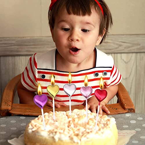 10 Cute Heart Shaped And Star Birthday Candles Cake Candle-Toppers For Party Wedding Cake Decoration Supplies Birthday Cake Candles Happy Birthday Candles Colorful Candles (Heart 5+Star5) #TOP4