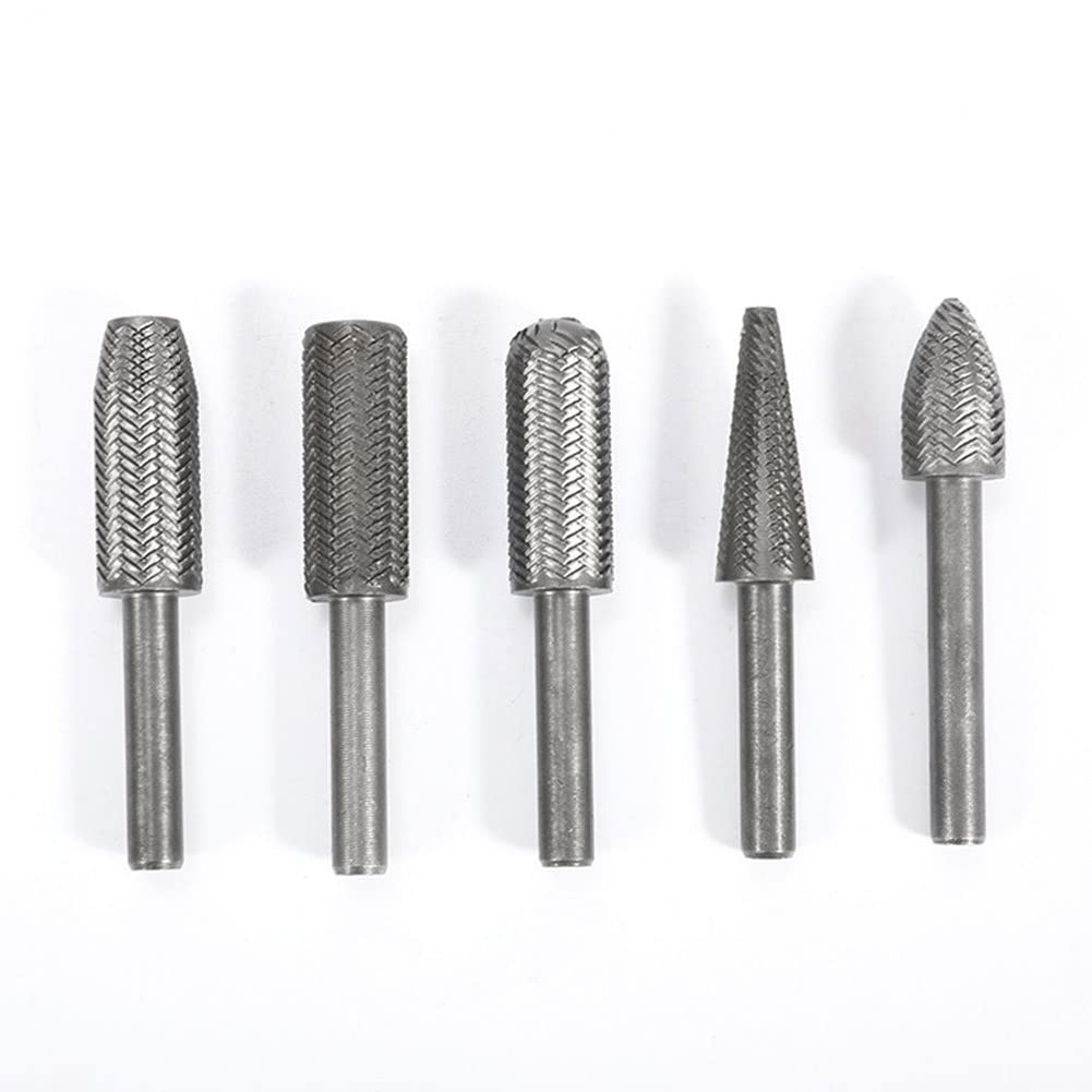 Set di 5 pezzi di lima rotativa elettrica, lima in acciaio goffrato, lima in metallo morbido, testa di smerigliatura elettrica, testa di lima elettrica 6mm