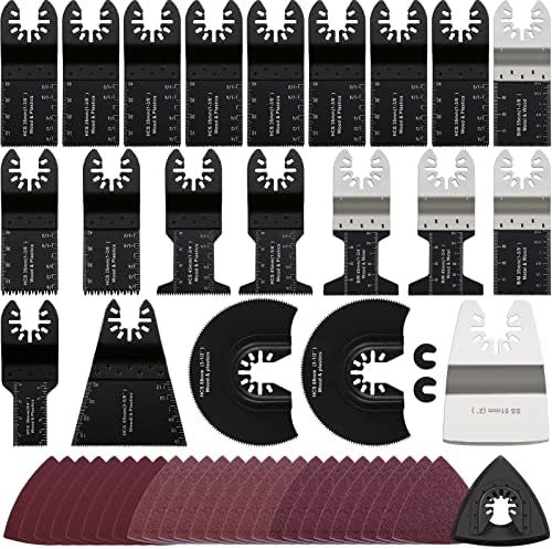 Oscillating Saw Blades, 50 PCS Multitool Blades Universal Oscillating Tool Blades for Wood Plastics Metal, Compatible with Dewalt Milwaukee Rockwell Bosch Ridgid Craftsman Multi Tools Accessories