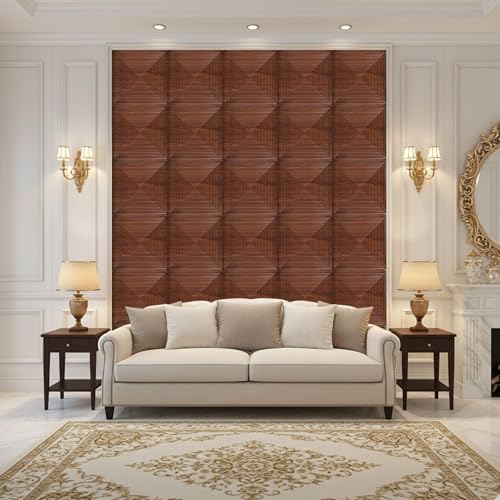 Image of Kayra Decor 3D PVC Wall Panels for Bedroom & Living Room | Line Design | Blackwood Color | 19.7 x 19.7 Inch | Pack of 40 | 107.60 Sq Ft