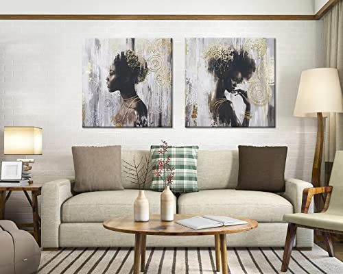 Pi Art Large Gold And Black Canvas Wall Art, Women Girls Painting For Wall Decor, Premium Modern Canvas Artwork For Home Office Decor(63 X 31.5 Inch, Framed) #TOP2