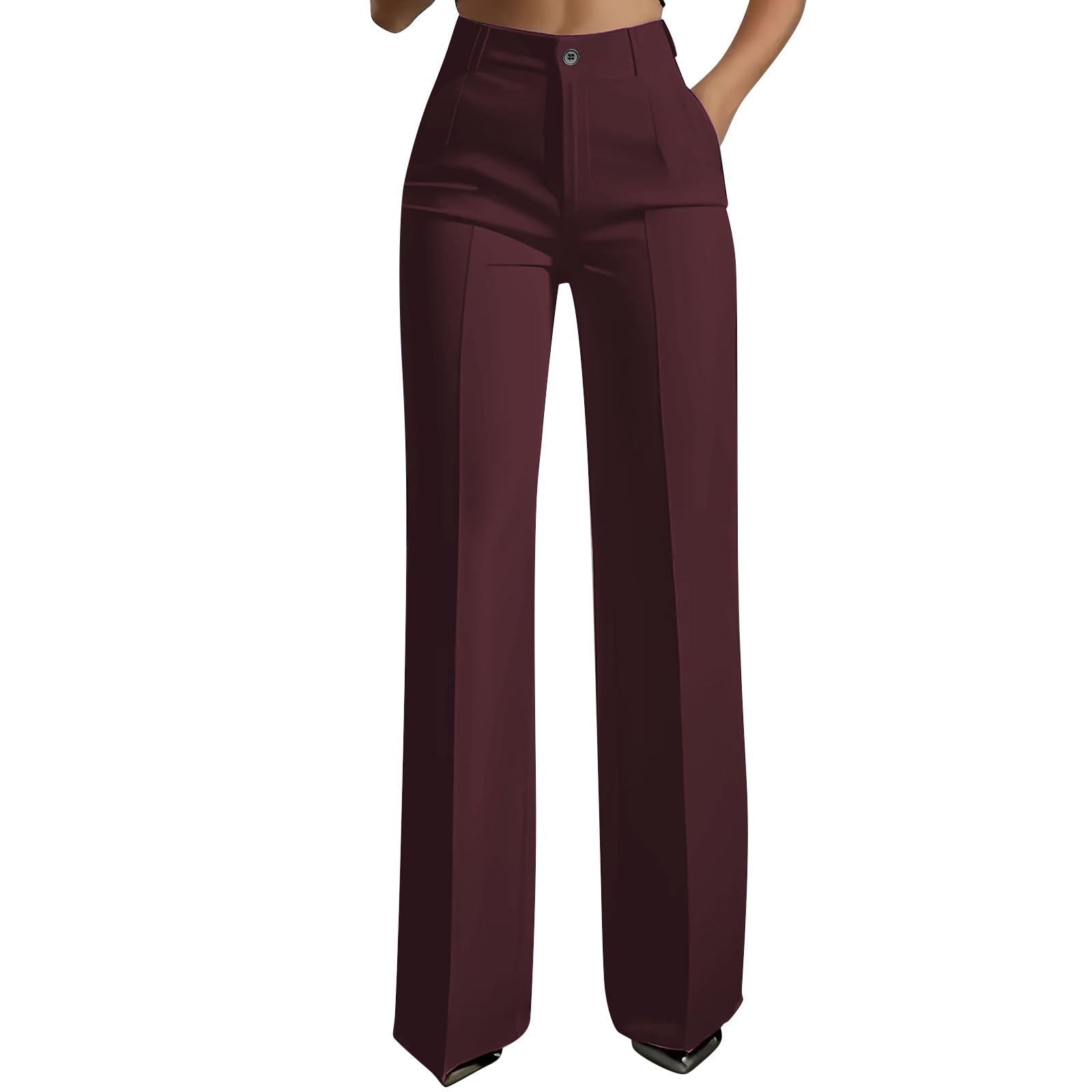 Dress Pants for Women Trendy 2026 High Waist Stretchy Work Pants Business Casual Straight Leg Trousers with Pockets — view 10