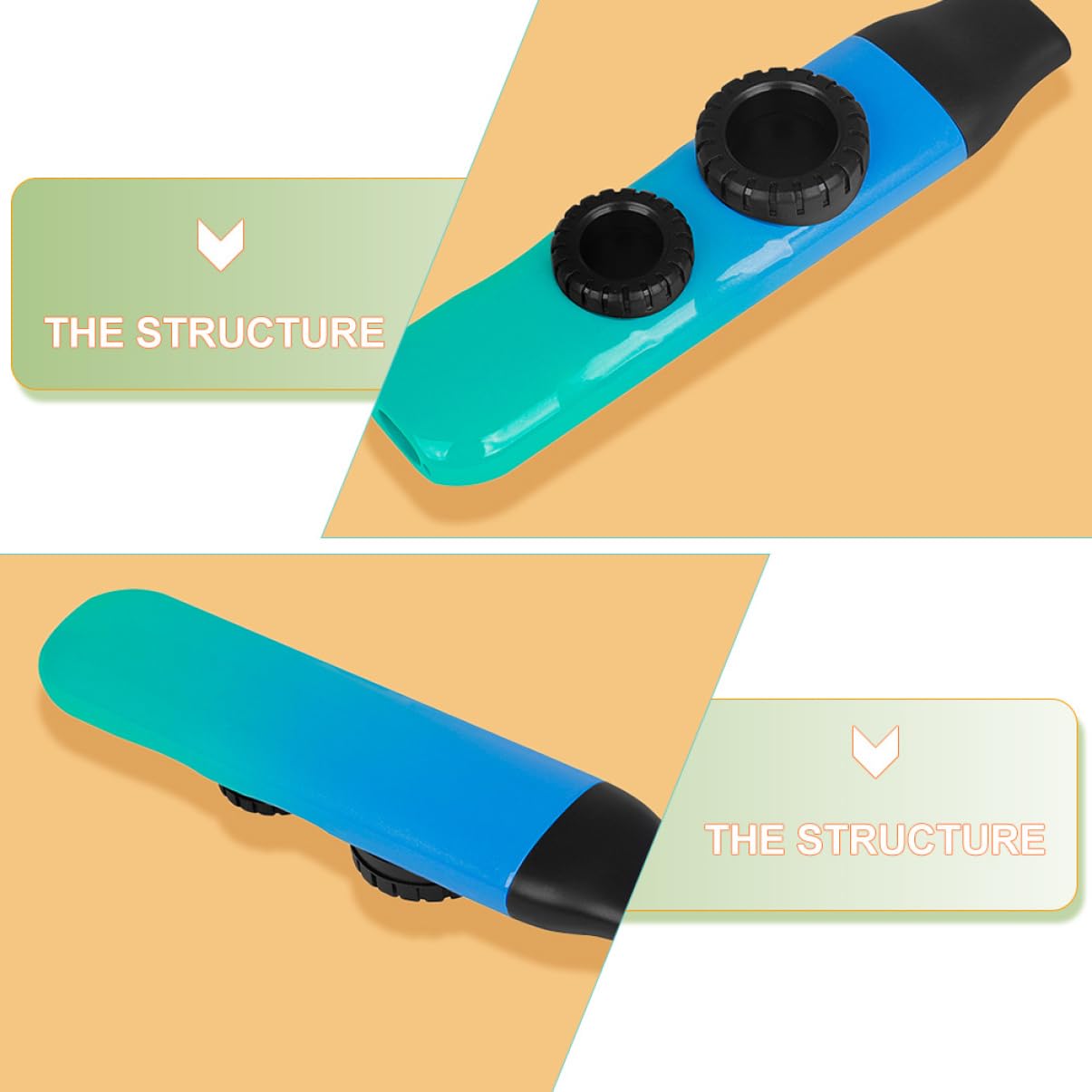 SUPVOX 2 Set Doppio Dimo ​​kazoo Di Metallo Bomboniera Kazoo Per Bambini Facile Da Imparare Musicale Tylonal Per Bambini Colorato Sax Un Boom Bambino Ragazza Flauto Addominali