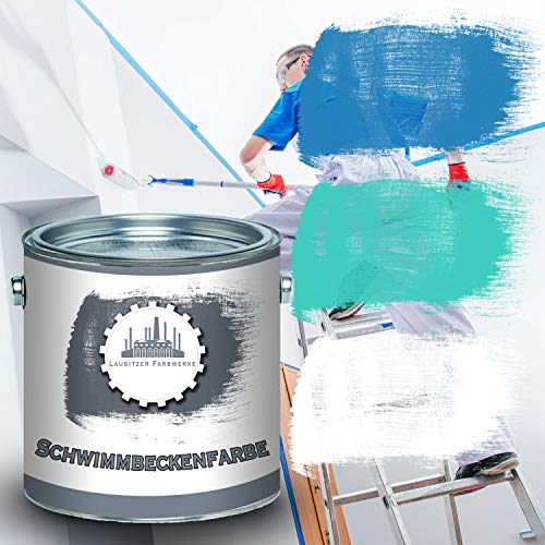 Lausitzer Farbwerke Zwembadverf, traditionele zwembadverf, zwembadcoating, betonverf, waterdicht, in blauw, wit, grijs… - Image 3