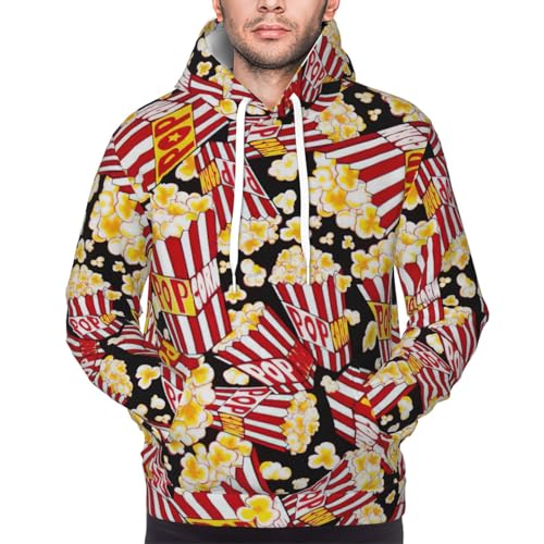 Pull à capuche imprimé popcorn homme chaud décontracté - 4