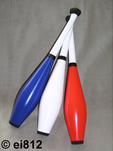   Mazas de malabares: Henrys Delphin Long Entrenamiento, Juego de 3, color azul, blanco y rojo