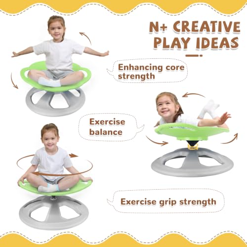Image of Zhenx Spinning Chair for Autistic Kids with Handles - 220lbs Capacity Sensory Swivel Seat - Sensory Toy for Teens with ADHD /Autism - Sit & Spin Calming Gift to Improve Focus & Body Balance (Green)