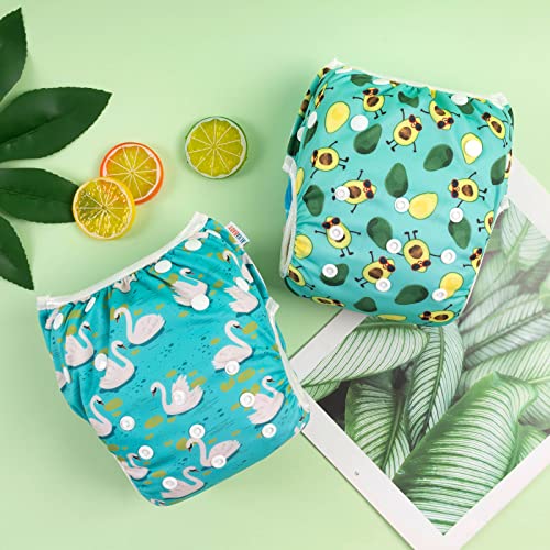 Image of ALVABABY Large Swim Diapers 3pcs Baby & Toddler Snap One Size Reusable Adjustable Baby Gifts Baby Boy 3SWY36