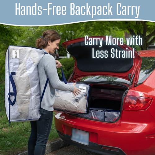 Image of VENO 2 Pack Heavy Duty Moving Bags with Backpack Straps, Zippers & Handles, Extra Large Packing Bags for College Dorm Essentials, Moving Supplies Alternative to Cardboard Moving Boxes