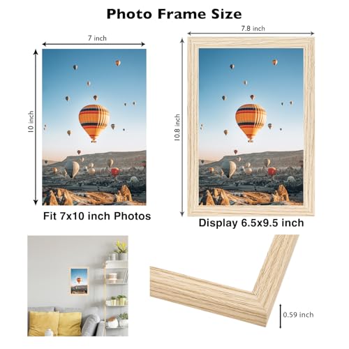 Image of JCJMY 7x10 Picture Frame Natural for Wall Hanging or Tabletop- Wall Mounting Horizontally or Vertically, 7 x 10 Wall Gallery Poster Photo Frames for 7 by 10 Photos, Natural