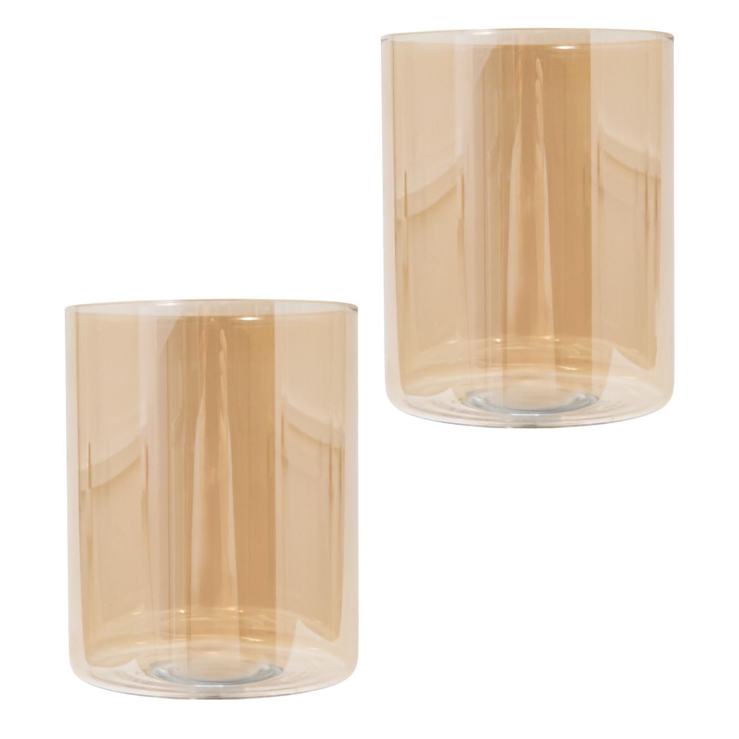 Amber Tinted Glass Lamp Shades - Rectangular Shape - E14 E27 Bulb Compatible - Yellow - 15cm Height