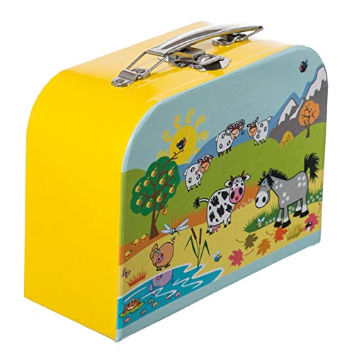 BIECO Valise Enfants Valise Princesse en Carton Solide, 20 cm, avec poignée en métal, pour Les Enfants à partir de 3 Ans Bagages Enfants, 20 cm, 2,5 litres, Bleu Clair et Rose