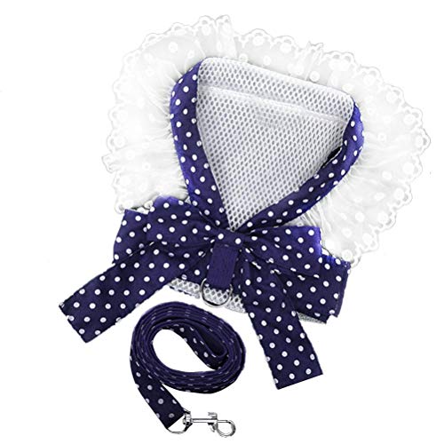 Aoaoy Hundegeschirr mit Schleife, Bequeme Brustleine mit Verstellbarem Klettverschluss, Elegantes Design für Katzen und Hunde bei Outdoor-Aktivitäten (Marine 2XL)