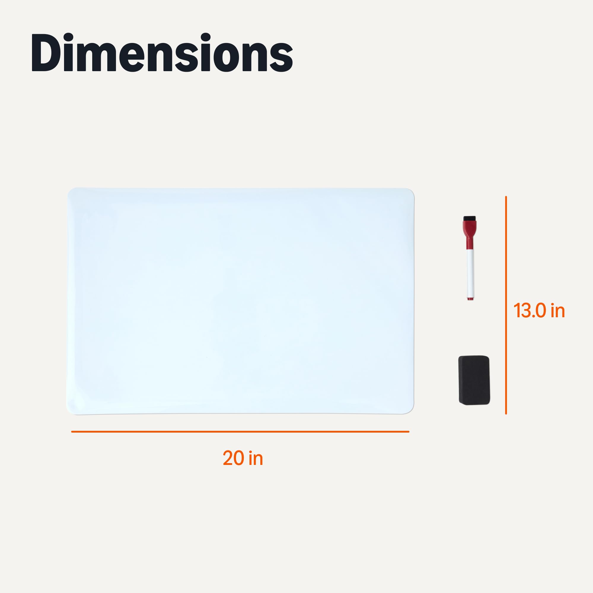 Amazon Basics Magnetyczna tablica suchościeralna na lodówkę z 2 pisakami i 1 gąbką, elastyczny planer, tablica na notatki do domu, kuchni, biura i szkoły, 33cm x 50cm