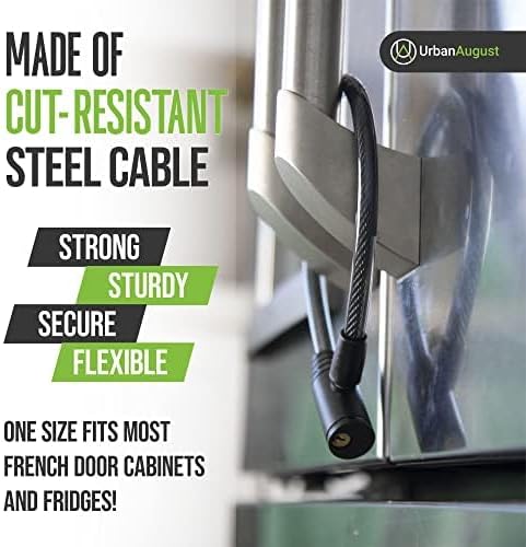 Miniatura 4 de Urban August Cerradura de refrigerador a prueba de niños para niños y adultos - Cerradura para puerta francesa refrigerador y gabinete (regular,