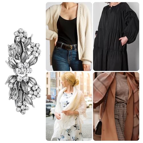 Image of uxcell Vintage Sweater Clips, Cape Cloak Clasp Retro Cardigan Clips Shawl Collar Clasp Dress Shirt Brooch Clip for Women