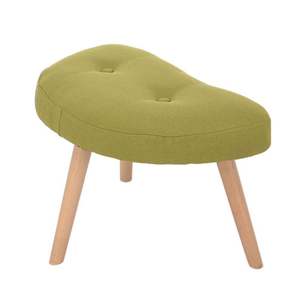 Petit banc repose-pieds rembourré vert et pouf en bois de canapé