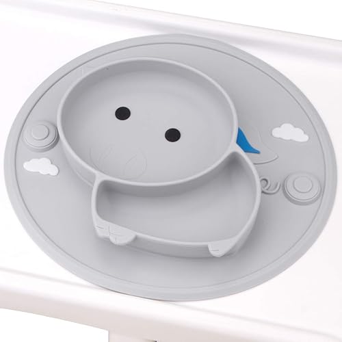 Miniatura 6 de Paquete de 2 platos divididos de silicona para bebés  Plato portátil antideslizante para niños bebés y niños sin BPA Plato de cena de bebé mantel