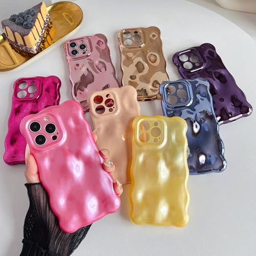 Coque iPhone 14 Pro Max ondulations d'eau protection antichoc plaqué chrome Eletro or rose - 2