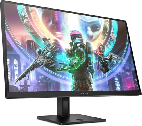 HP Omen 27qs Gaming Monitor - 27 Zoll Bildschirm, QHD Display, 240Hz, AMD FreeSync Premium, 1 ms Reaktionszeit, 2X HDMI 2.0, Display Port 1.4, 2X USB-A, USB-B, Audioausgang, RGB Beleuchtung, schwarz