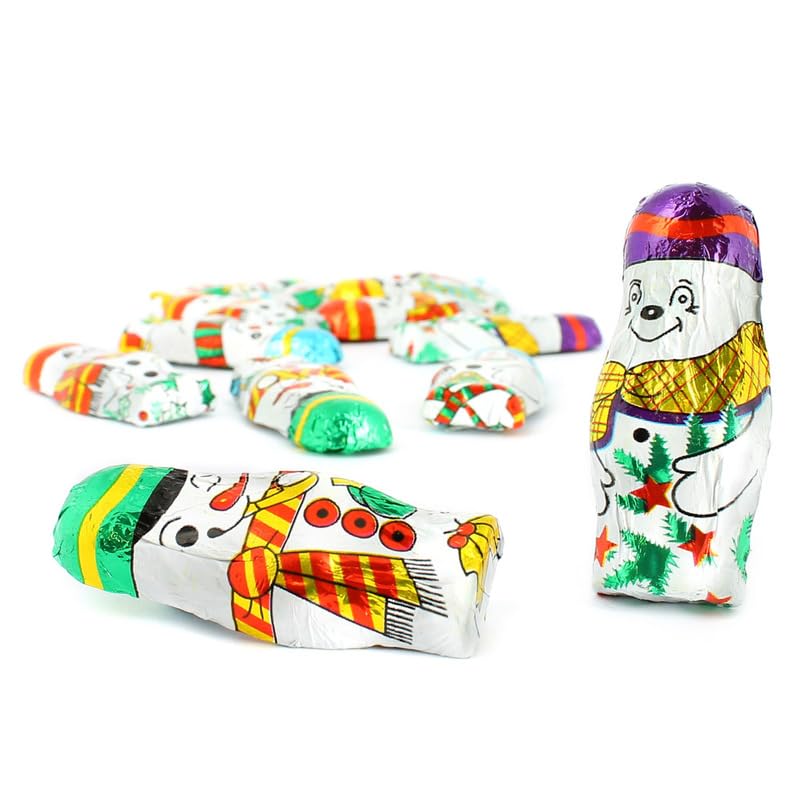 Mini Chocolatinas de Muñecos de Nieve – Bolsa 1 kg | Chocolate con Leche Relleno | Ideal para Cenas y Eventos Navideños | Pequeños Dulces Divertidos y Festivos