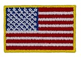 US Flag Embroidered Patch (Small Sew-on) Forward Full Color Gold Border 1.5' x 1'