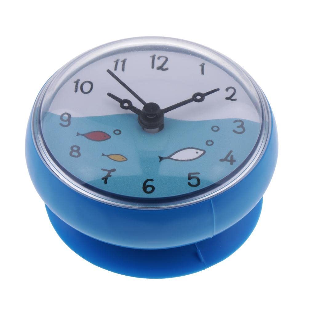Bathroom Wall Suction Clock Waterproof Time Display Home Decor Gift Blue-image-38