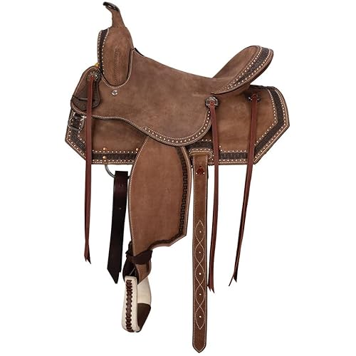 Schneiders Studded Roughout Barrel Saddle | Lightweight Design | Close Contact Feel | Full Bars Fit Most Breeds