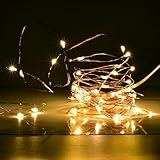 Karlling Battery Operated Fairy Lights, 16Ft 50 Led Warm White Copper Wire String Lights With 6-Hour Timer And 8 Lighting Modes For Mason Jars, Bedroom, Wedding Centerpieces, 1 Pack