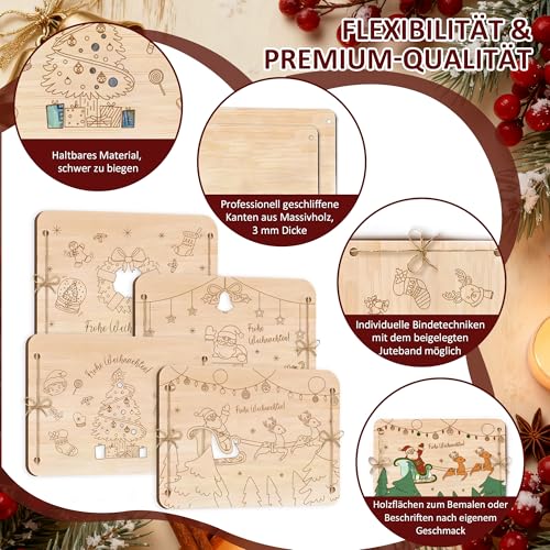 BIROYAL Geldgeschenk Weihnachten Verpackung aus Holz - Weihnachtskarte, Grußkarte für Geld Gutschein Verpackung - Geschenkideen zu Weihnachten - Geld Geschenke für Frau Mann Freund Familie