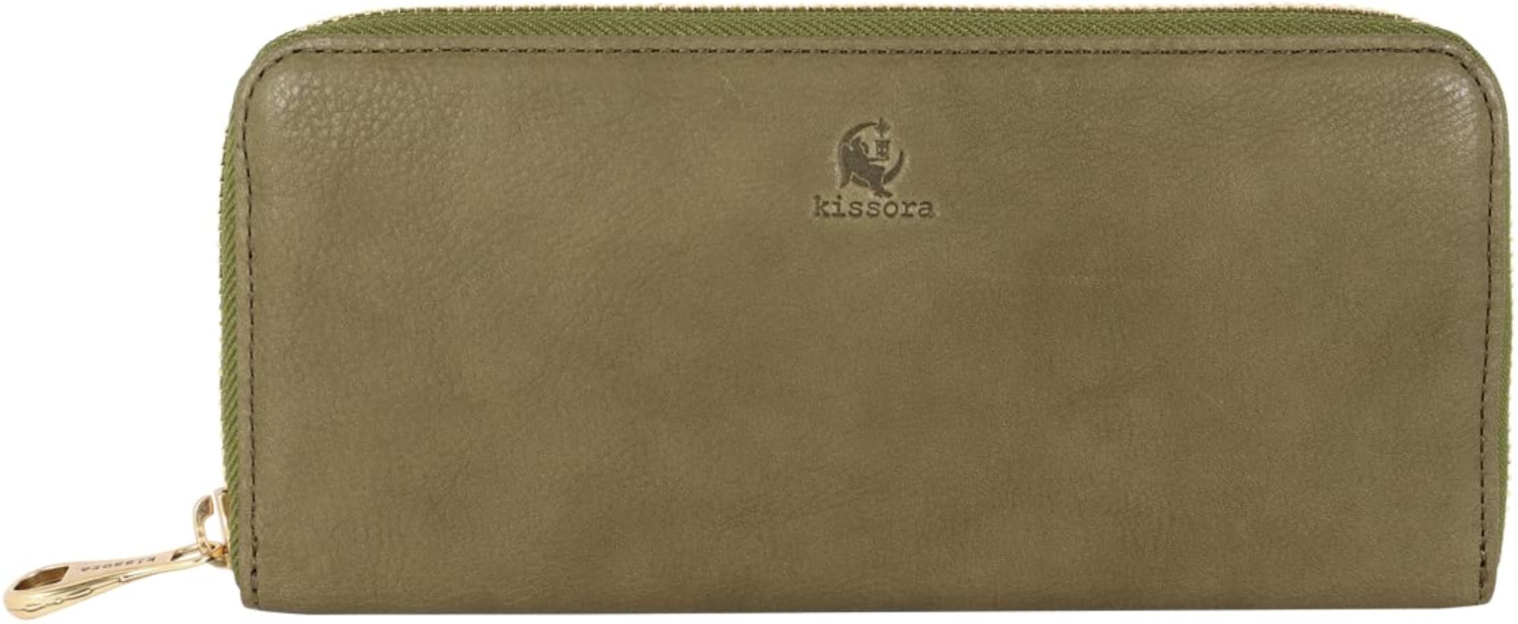 Amazon | [キソラ] 長財布 ラウンドファスナー 本革 レザー オリーブ 