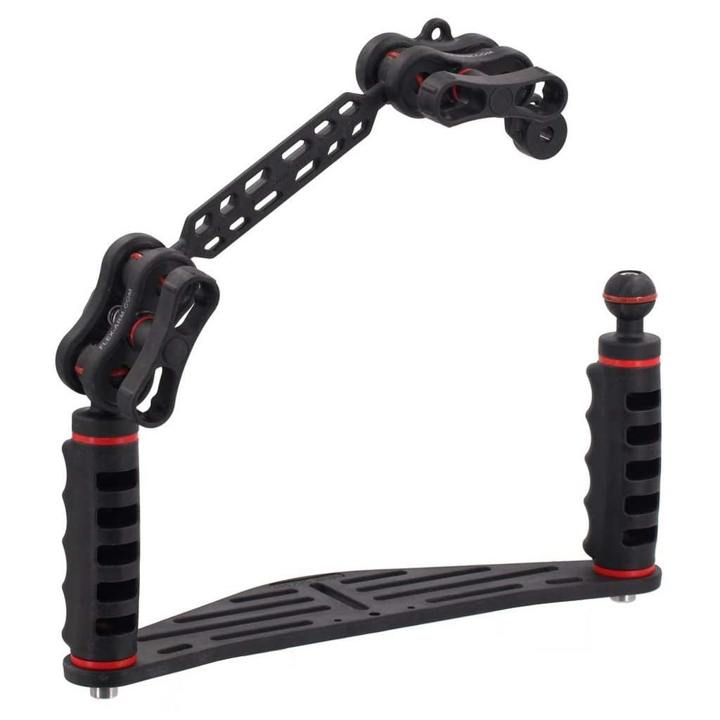 Pletina para Carcasas Submarinas con Doble Puño Bola 25 mm y Brazo Solo 18 cm y Terminación Ys Fotografía Submarina de Buceo FLEX-ARM ST20212