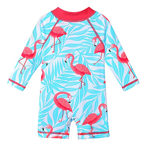 Image of XFGIRLS Baby /Toddler Girls Swimsuit Long Sleeve One-Piece Bathing Suit Rash Guard for Kids 1-2 Years